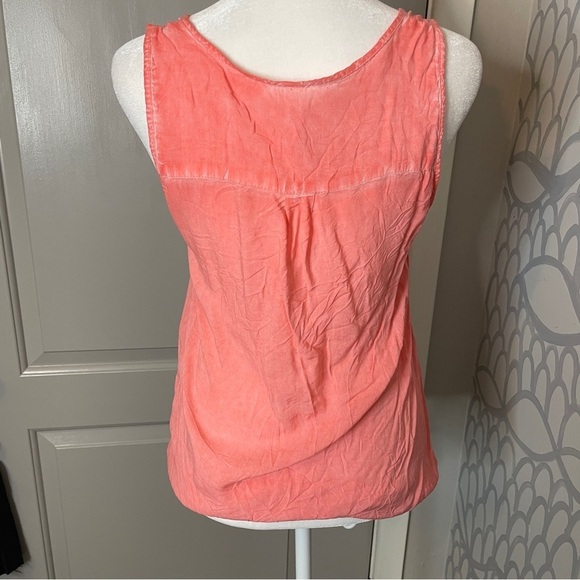 Aeropostale Sz S Sleeveless Blouse Front Pockets Coral Pigment Dyed Round Neck - Picture 6 of 6